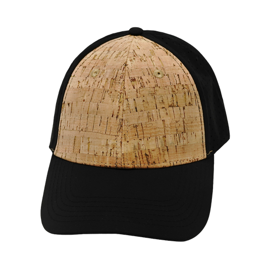 6 Panel - Shallow Fit - Pony Tail - Cork - Black - Laser Mesh (Unisex)