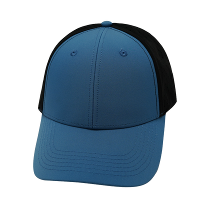 6 Panel - Shallow Fit - Pony Tail - Blue / Black - Laser Mesh (Unisex)