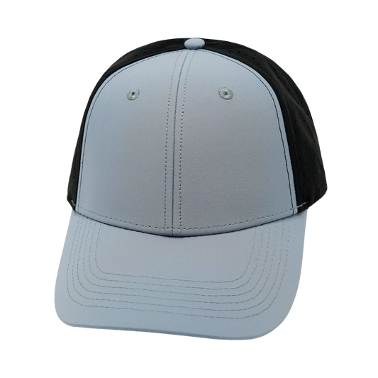 6 Panel - Shallow Fit - Pony Tail - Gray Blue / Black - Laser Mesh (Unisex)