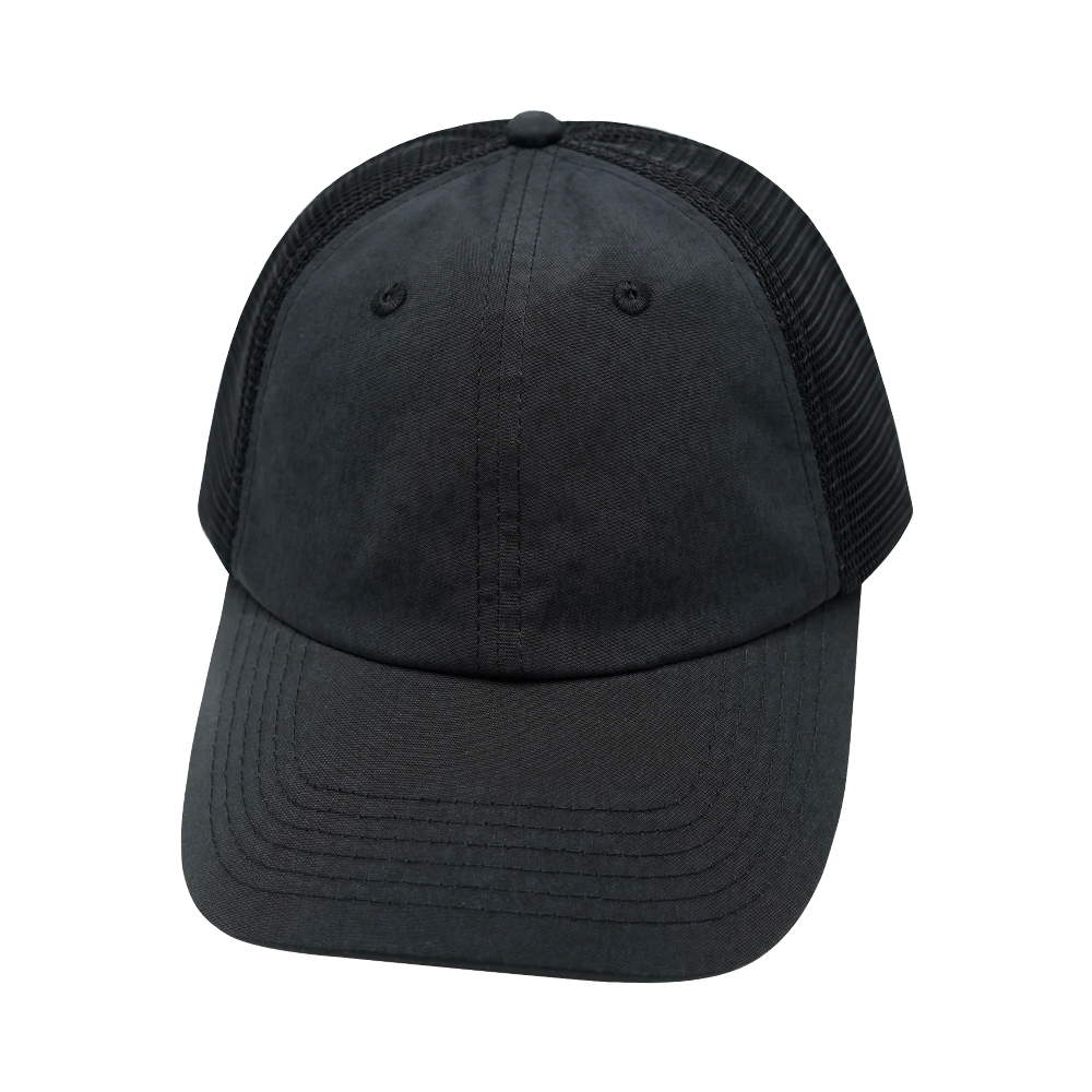 6 Panel - Unstructured - Charcoal Black / Black - Laser Mesh (Unisex)