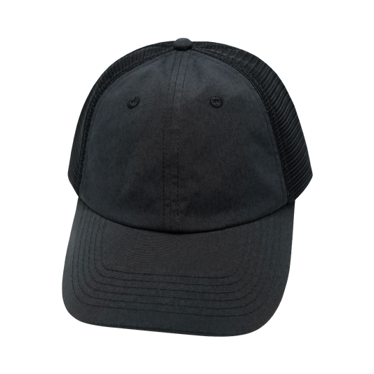 6 Panel - Unstructured - Charcoal Black / Black - Laser Mesh (Unisex)