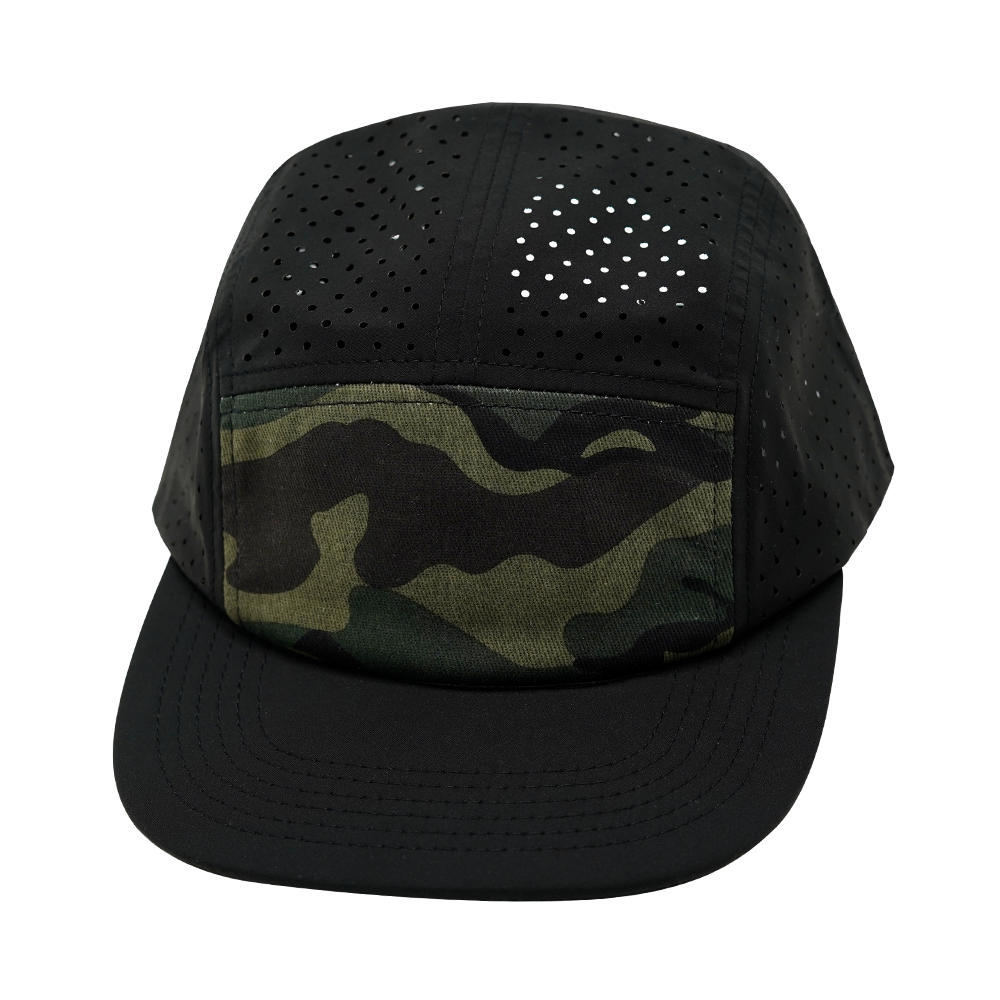 5 Panel - Sporty - Unstructured - Black / Camo - Laser Mesh (Unisex)