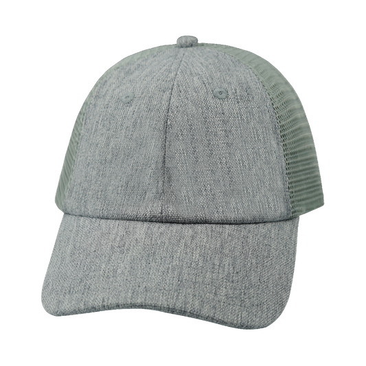 6 Panel - Unstructured - Relaxed Fit - Gray Hemp / Gray - Soft Trucker Mesh (Unisex)