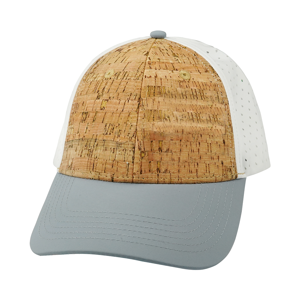 6 Panel - Shallow Fit - Pony Tail - Cork - Gray / White - Laser Mesh (Unisex)