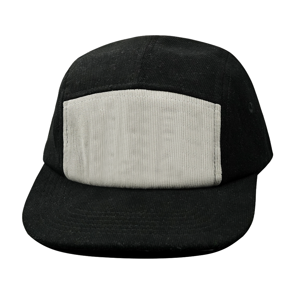 5 Panel - Unstructured - Corduroy - Black / Gray - Fabrick Back (Unisex)