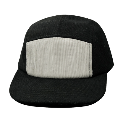 5 Panel - Unstructured - Corduroy - Black / Gray - Fabrick Back (Unisex)