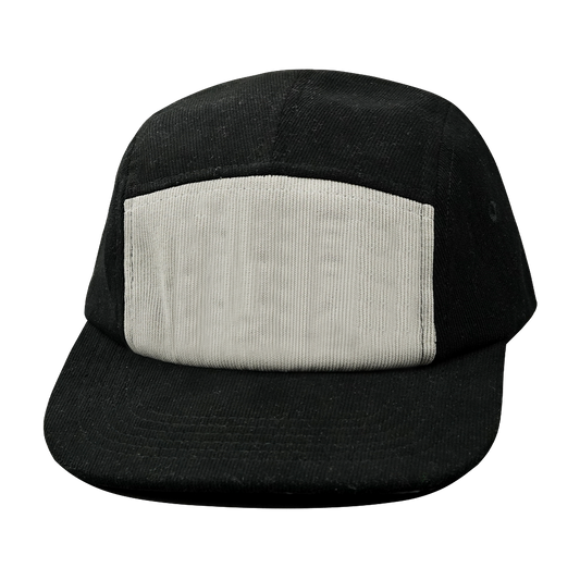 5 Panel - Unstructured - Corduroy - Black / Gray - Fabrick Back (Unisex)