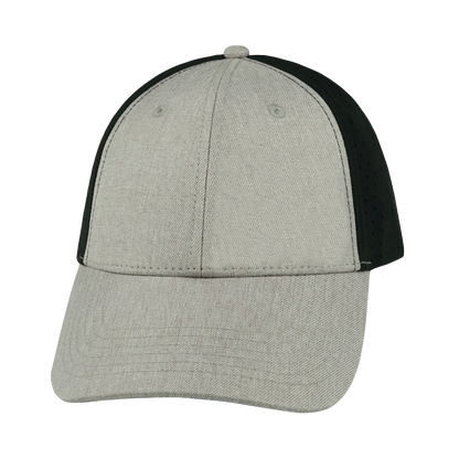 6 Panel - Shallow Fit - Pony Tail - Tan / Black - Laser Mesh (Unisex)