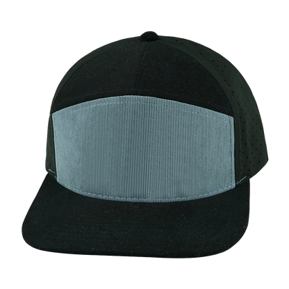 7 Panel - Corduroy - Black / Gray Blue - Laser Mesh (Unisex)