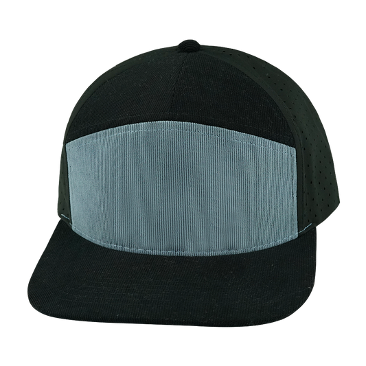 7 Panel - Corduroy - Black / Gray Blue - Laser Mesh (Unisex)