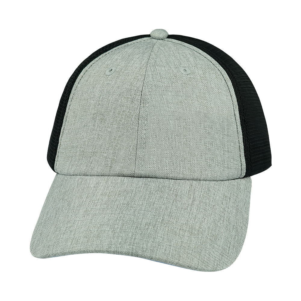 6 Panel - Unstructured - Heather Gray / Black - Laser Mesh (Unisex)