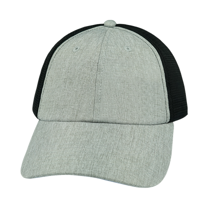 6 Panel - Unstructured - Heather Gray / Black - Laser Mesh (Unisex)