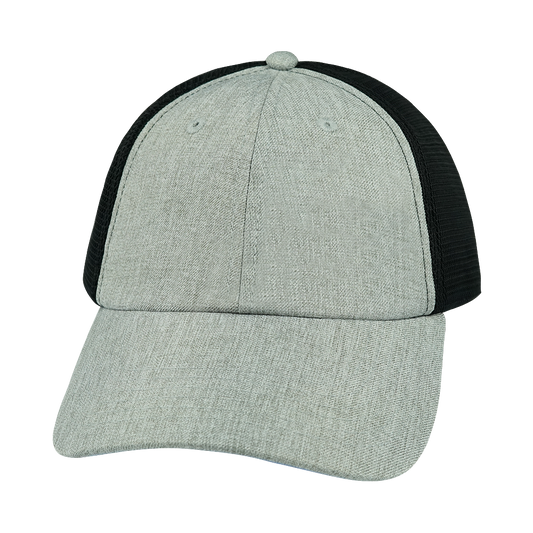 6 Panel - Unstructured - Heather Gray / Black - Laser Mesh (Unisex)