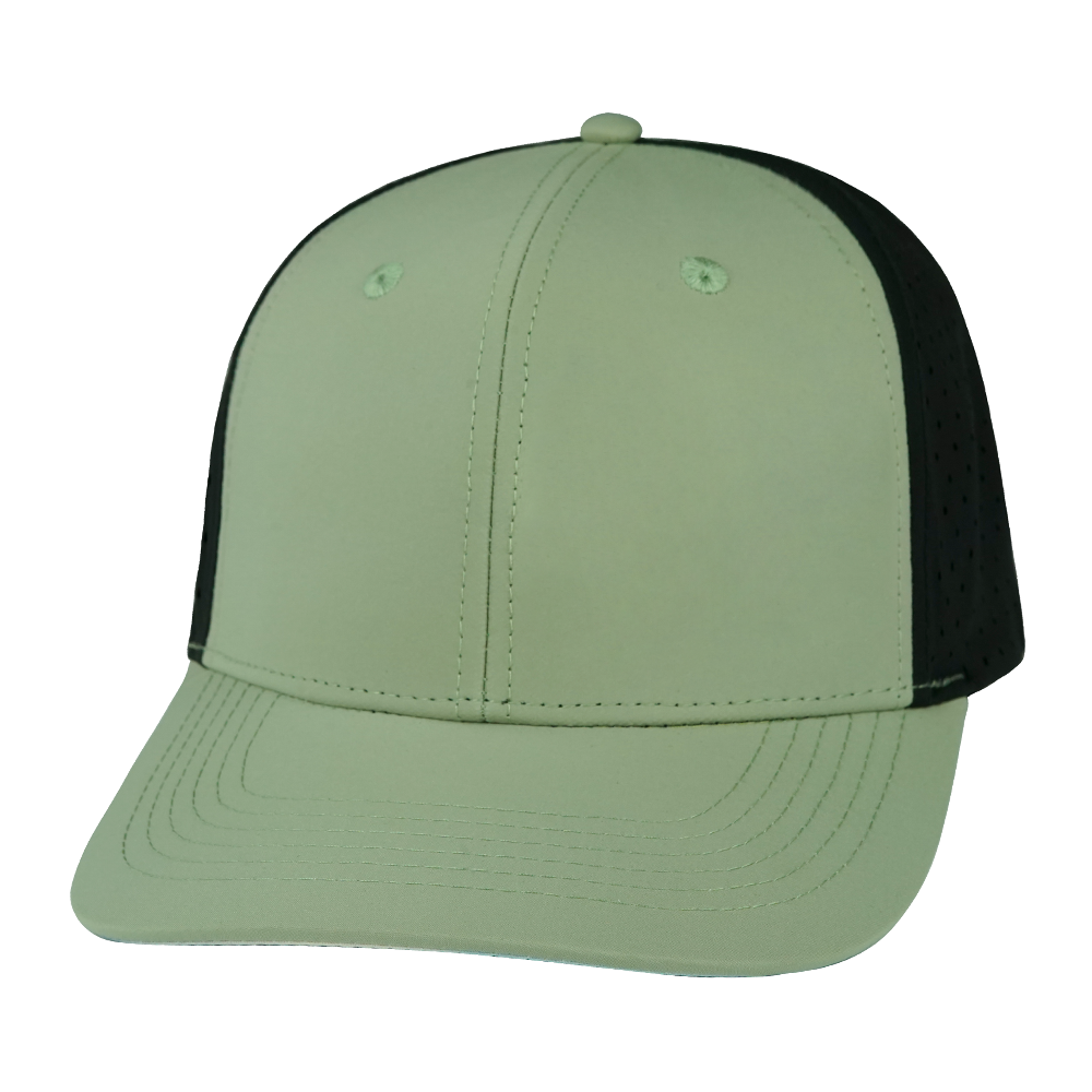 6 Panel - Sage / Black - Laser Mesh (Unisex)