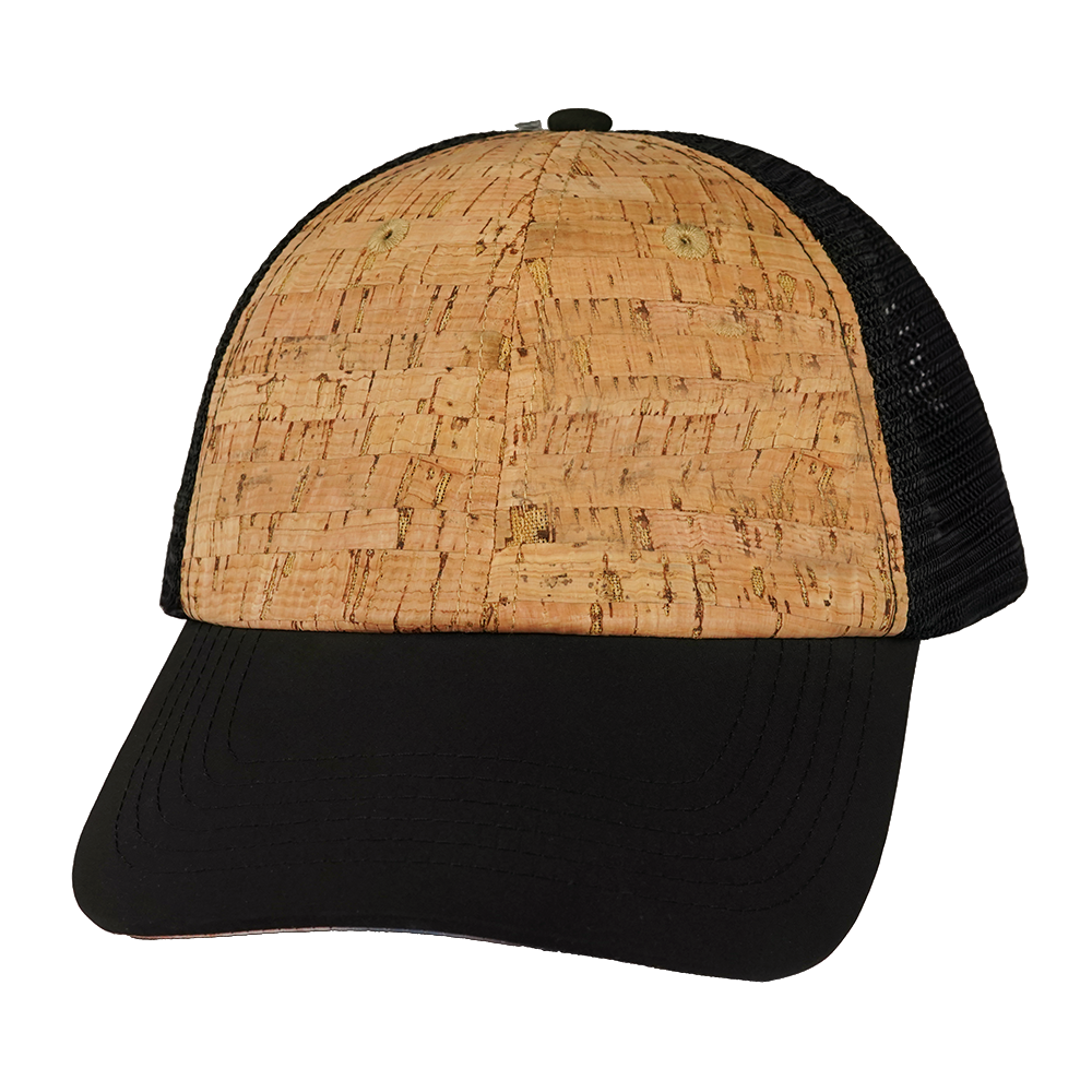 6 Panel - Unstructured - Cork - Black - Soft Trucker Mesh (Unisex)
