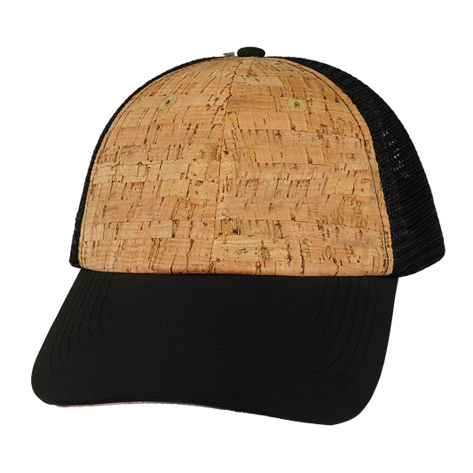 6 Panel - Unstructured - Cork - Black - Soft Trucker Mesh (Unisex)