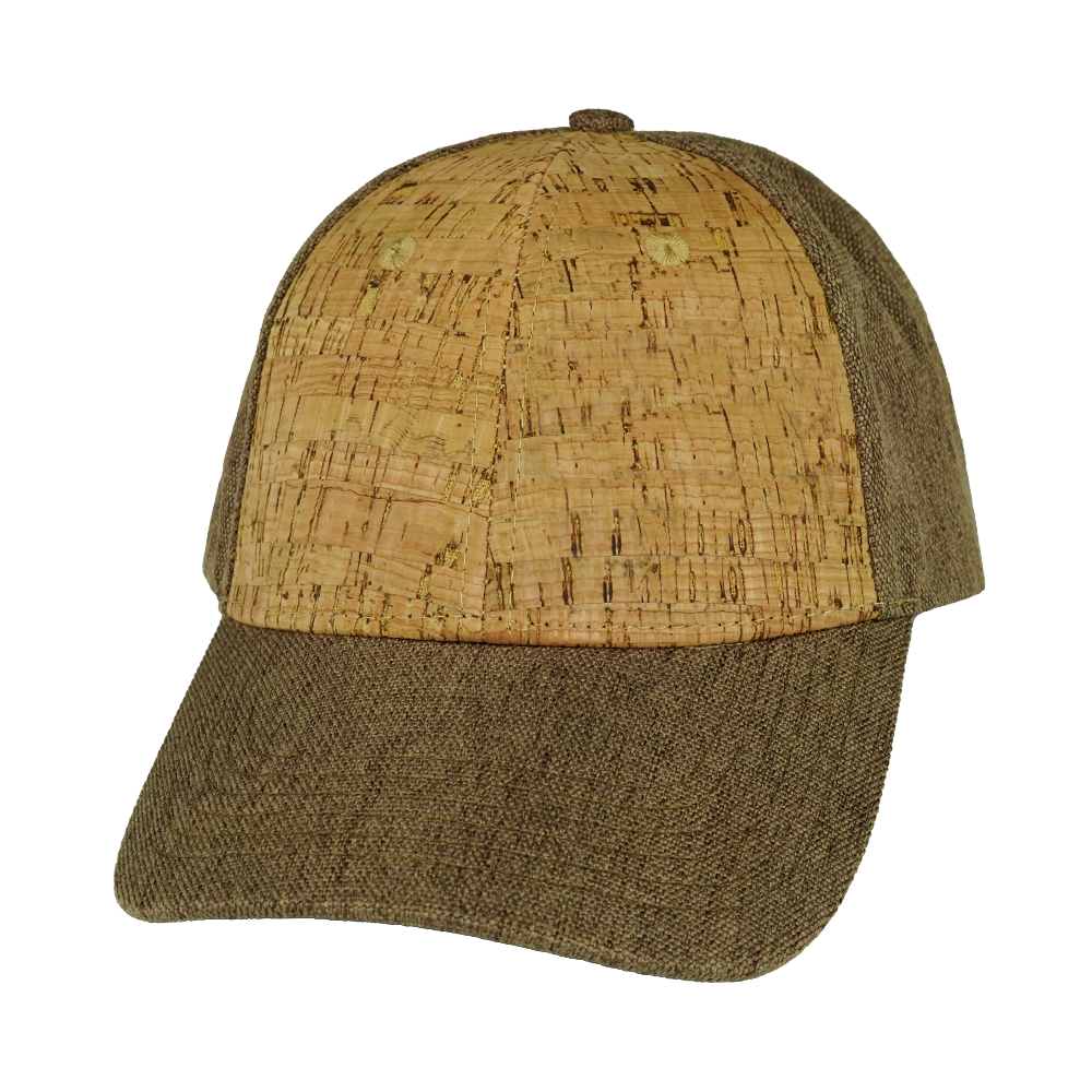 6 Panel - Shallow Fit - Cork - Light Brown Hemp - Fabrick Back (Unisex)