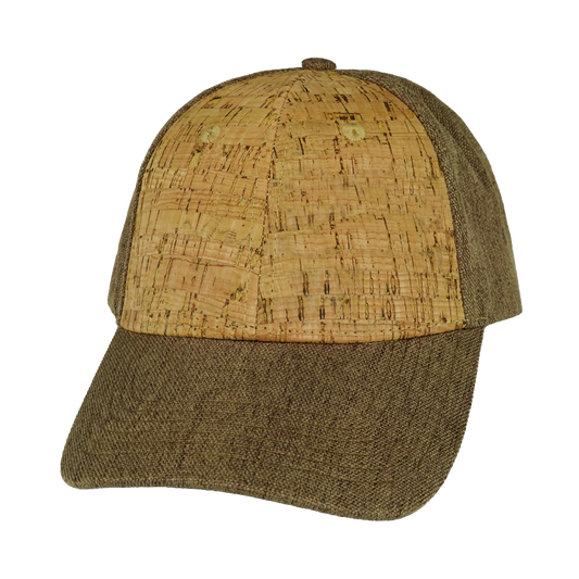 6 Panel - Shallow Fit - Cork - Light Brown Hemp - Fabrick Back (Unisex)