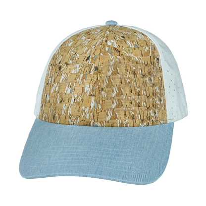 6 Panel - Shallow Fit - Pony Tail - Cork - Baby Blue / White - Laser Mesh (Unisex)