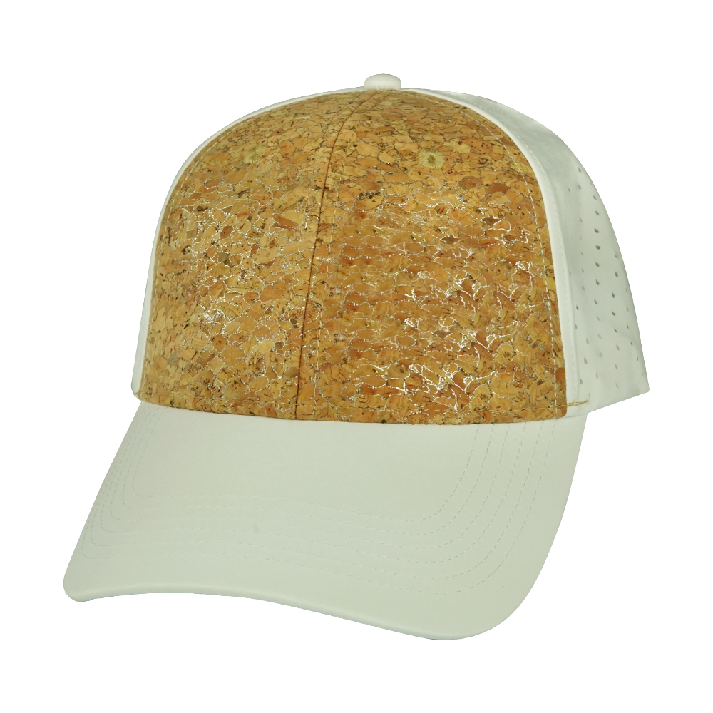 6 Panel - Shallow Fit - Pony Tail - Cork - White - Laser Mesh (Unisex)