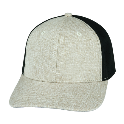 6 Panel - Cream Hemp / Black - Laser Mesh (Unisex)