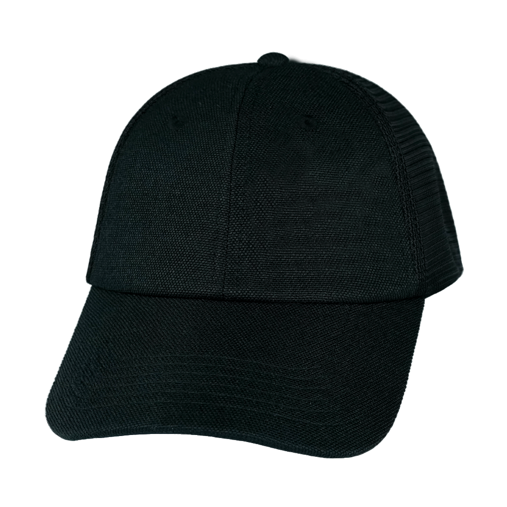 6 Panel - Unstructured - Black Hemp / Black - Laser Mesh (Unisex)