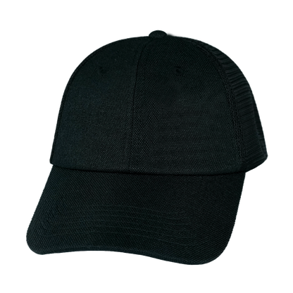 6 Panel - Unstructured - Black Hemp / Black - Laser Mesh (Unisex)