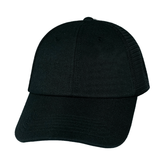6 Panel - Unstructured - Black Hemp / Black - Laser Mesh (Unisex)