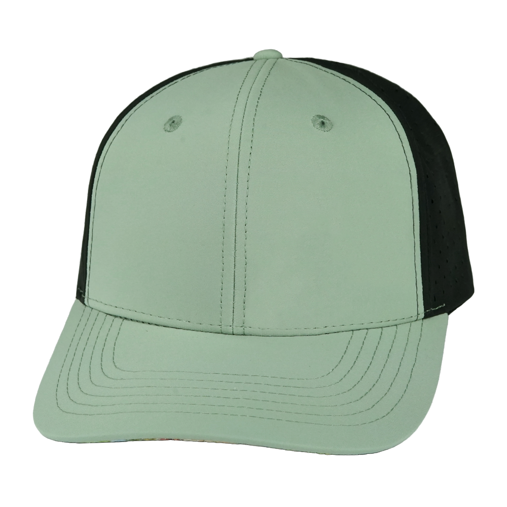 6 Panel - Sage Green / Black - Laser Mesh (Unisex)