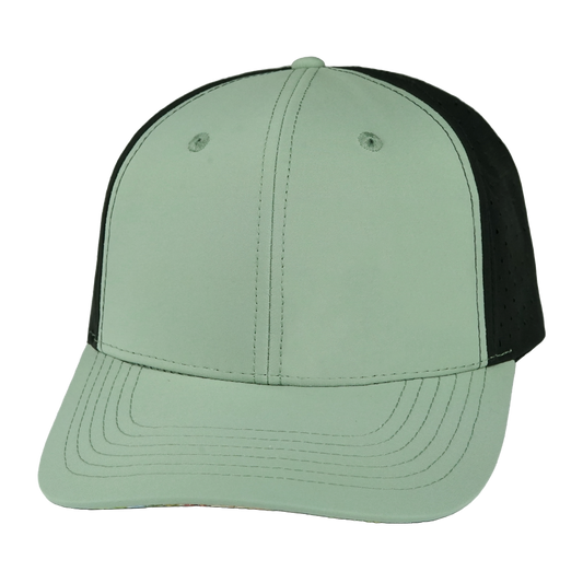 6 Panel - Sage Green / Black - Laser Mesh (Unisex)