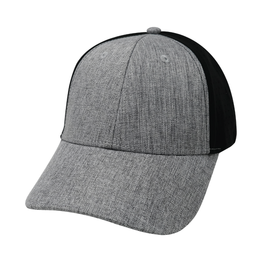 6 Panel - Shallow Fit - Pony Tail - Heather Gray / Black - Laser Mesh (Unisex)
