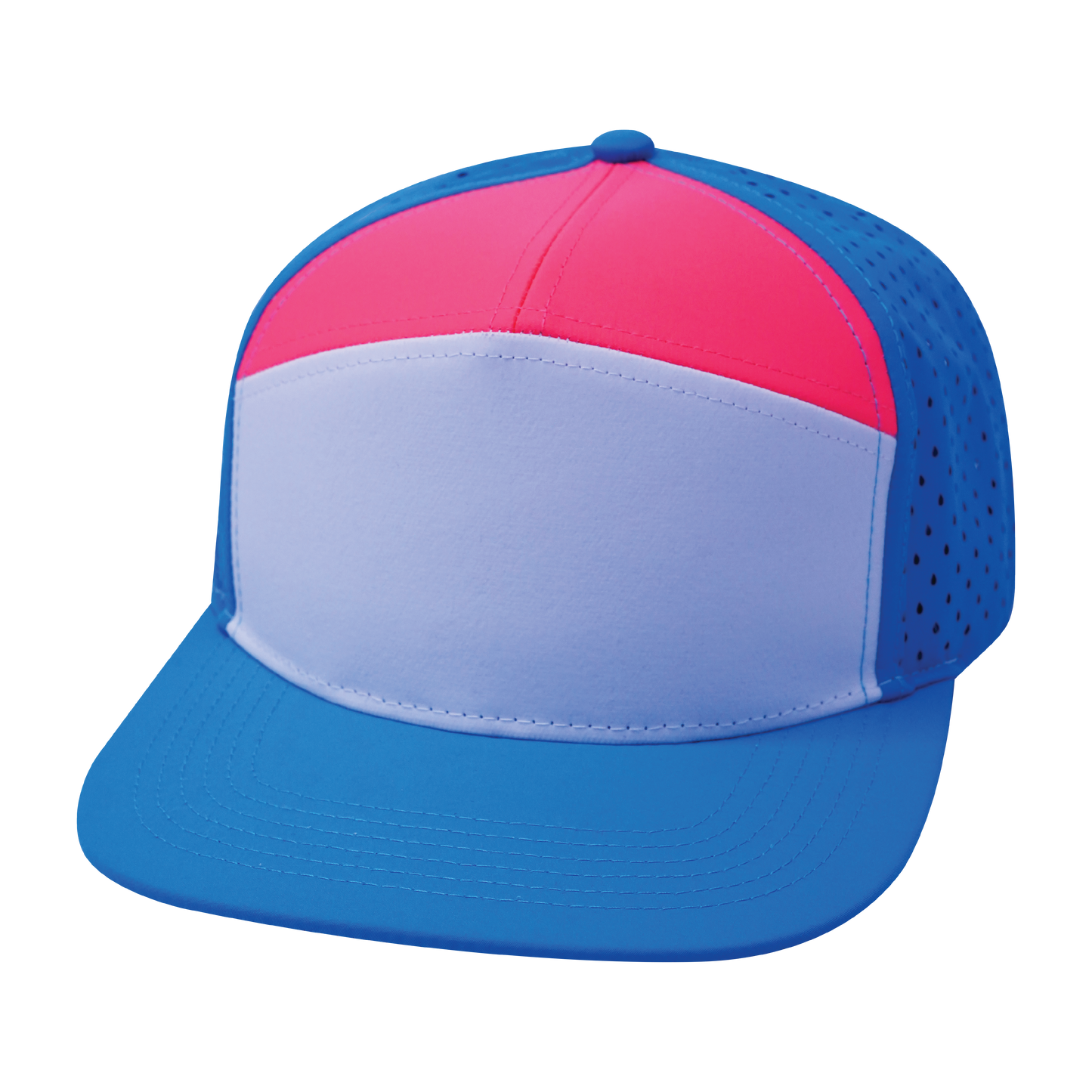 7 Panel - Neon Blue / White / Neon Peach - Laser Mesh (Uisex)