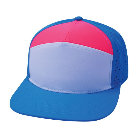 7 Panel - Neon Blue / White / Neon Peach - Laser Mesh (Uisex)
