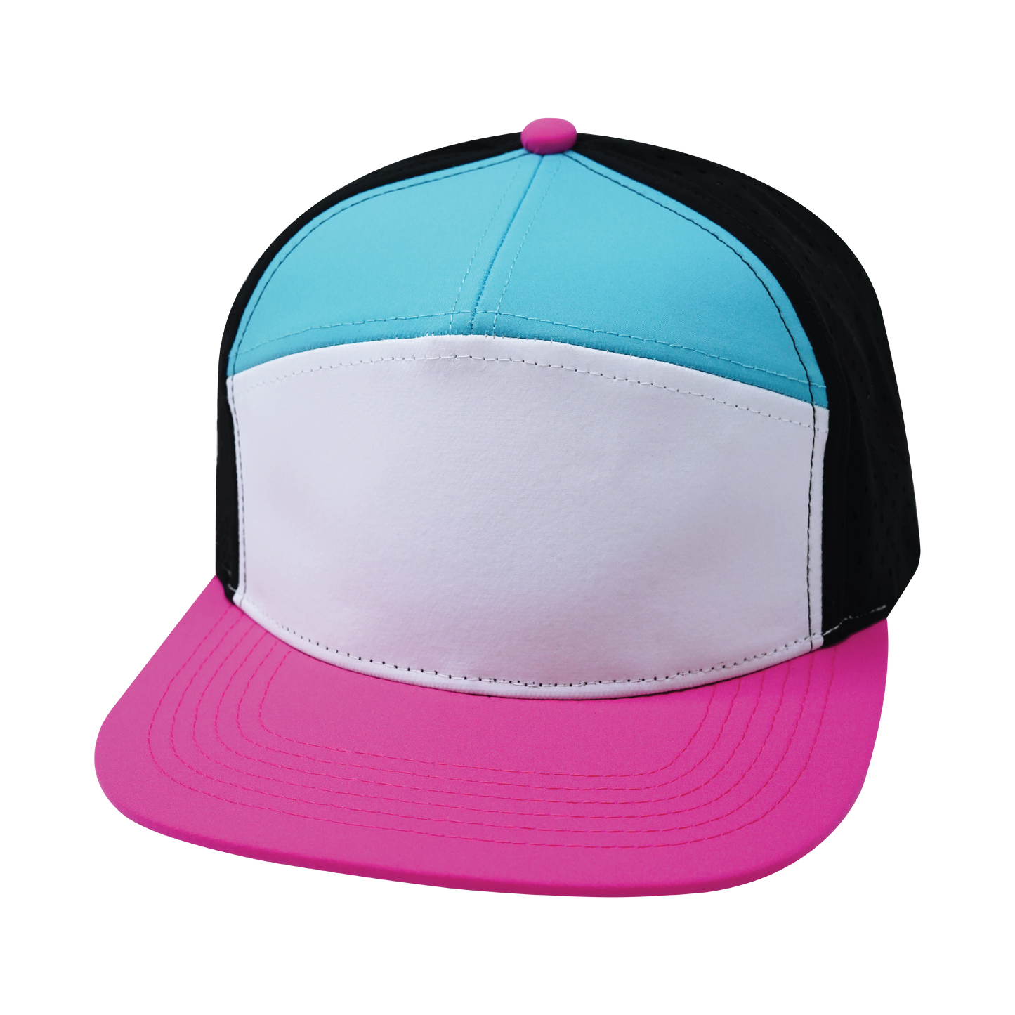 7 Panel - Neon Pink / White / Neon Blue Green / Black - Laser Mesh (Unisex)
