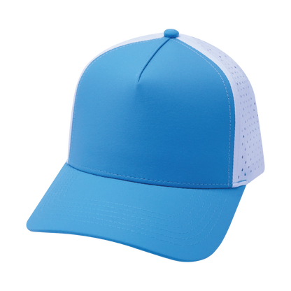 5 Panel - Structured - Neon Blue Green / White - Laser Mesh (Unisex)