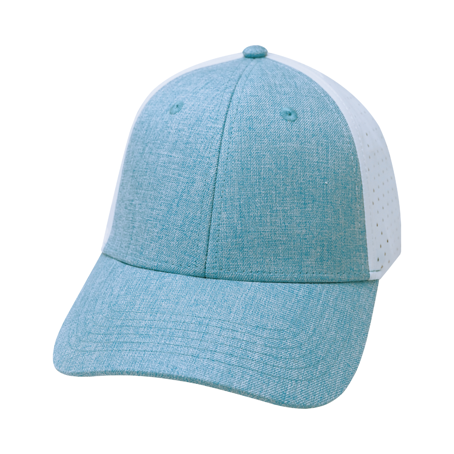 6 Panel - Shallow Fit - Pony Tail - Baby Blue / White - Laser Mesh (Unisex)