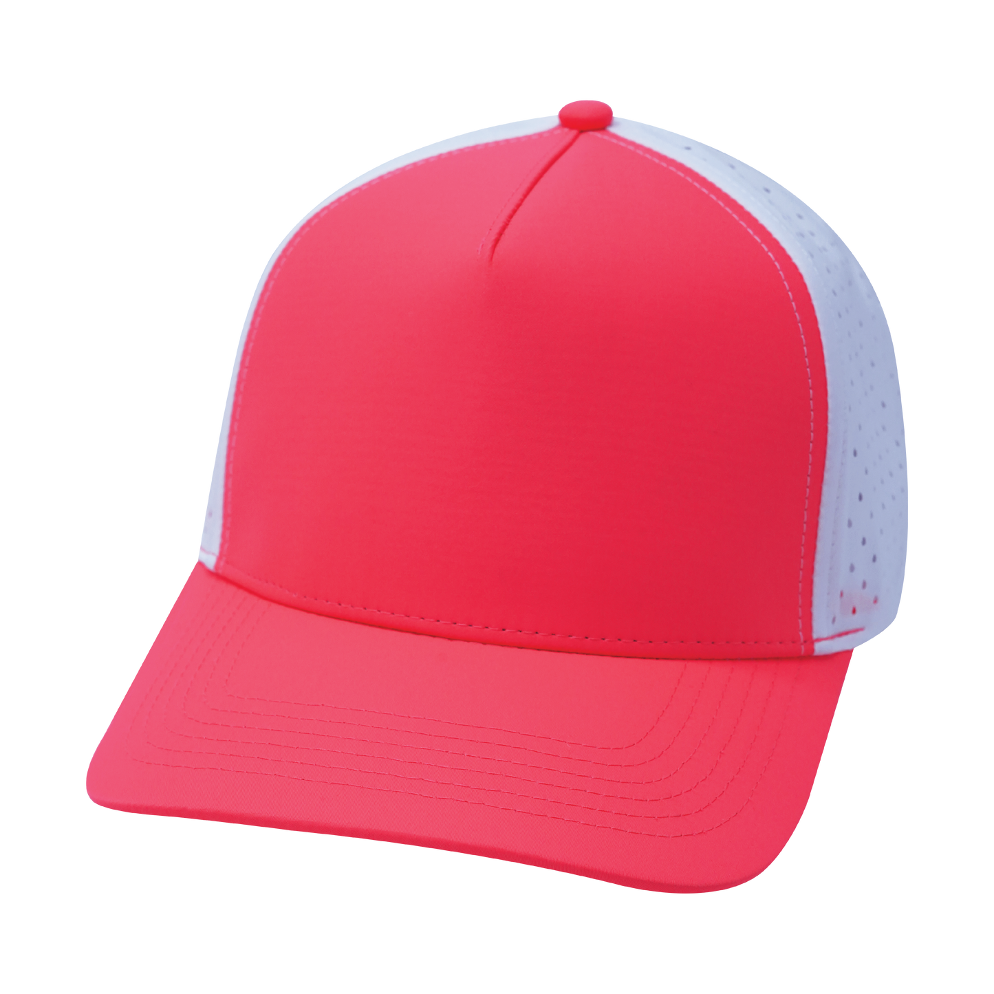 5 Panel - Structured - Neon Peach / White - Laser Mesh (Unisex)