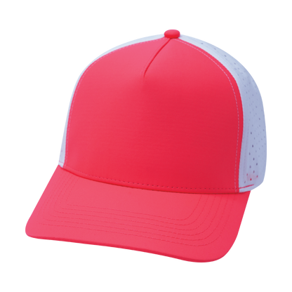 5 Panel - Structured - Neon Peach / White - Laser Mesh (Unisex)
