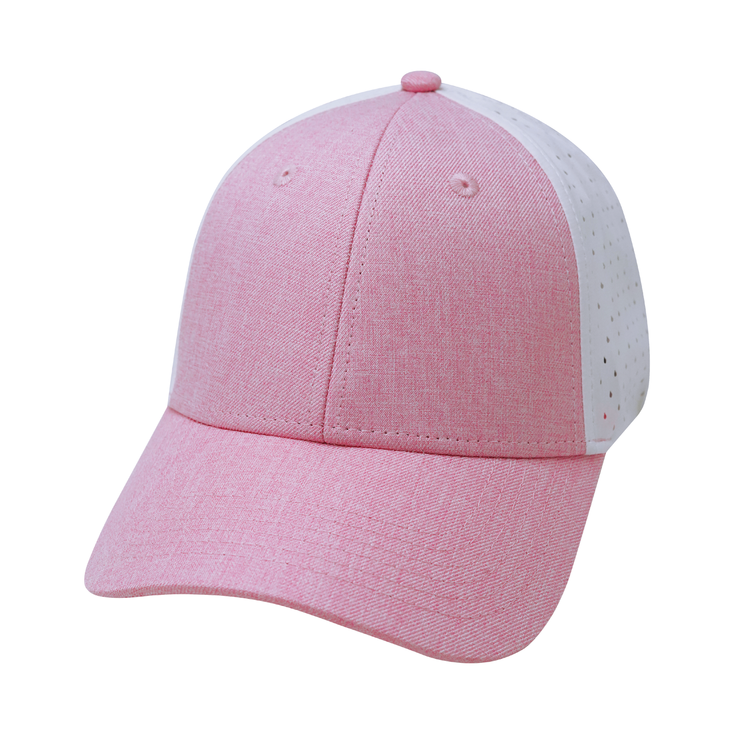 6 Panel - Shallow Fit - Pony Tail - Pink / White - Laser Mesh (Unisex)