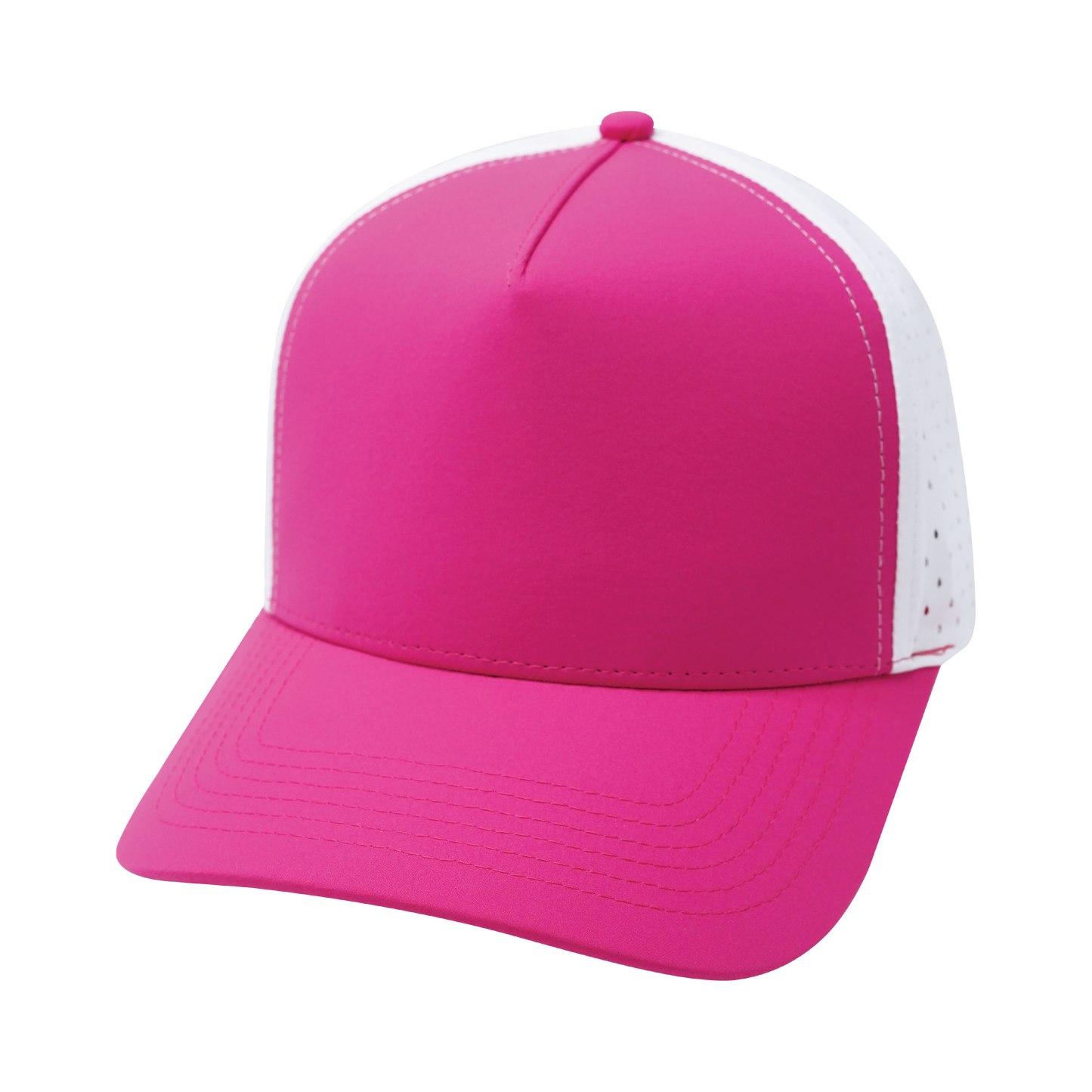 5 Panel - Structured - Neon Pink / White - Laser Mesh (Unisex)