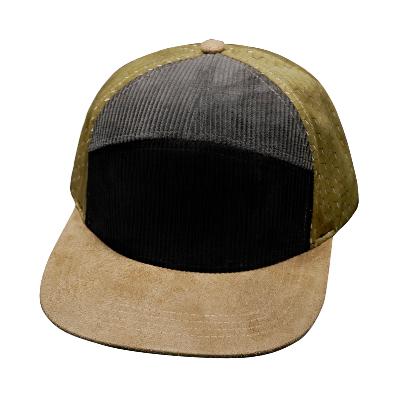 7 Panel - Corduroy - Tan / Black / Gray - Fabrick Back (Unisex)