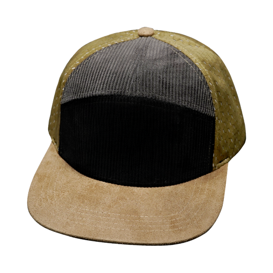 7 Panel - Corduroy - Tan / Black / Gray - Fabrick Back (Unisex)